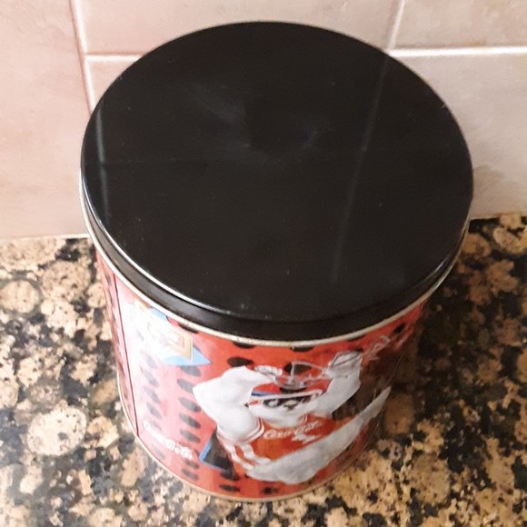 Coca Cola Coke Metal Cannister 7.5" Can Storage 1997 Basketball Bear VG - Picture 8 of 9